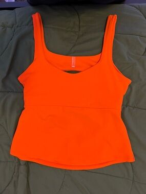 Free People Bright Neon Orange Tank with Scoop Neck